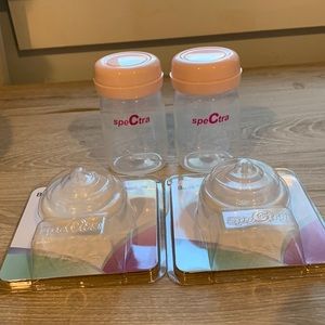 Bundle Spectra Bottles & Backflow Protectors + oxo drying rack  + Haakaa